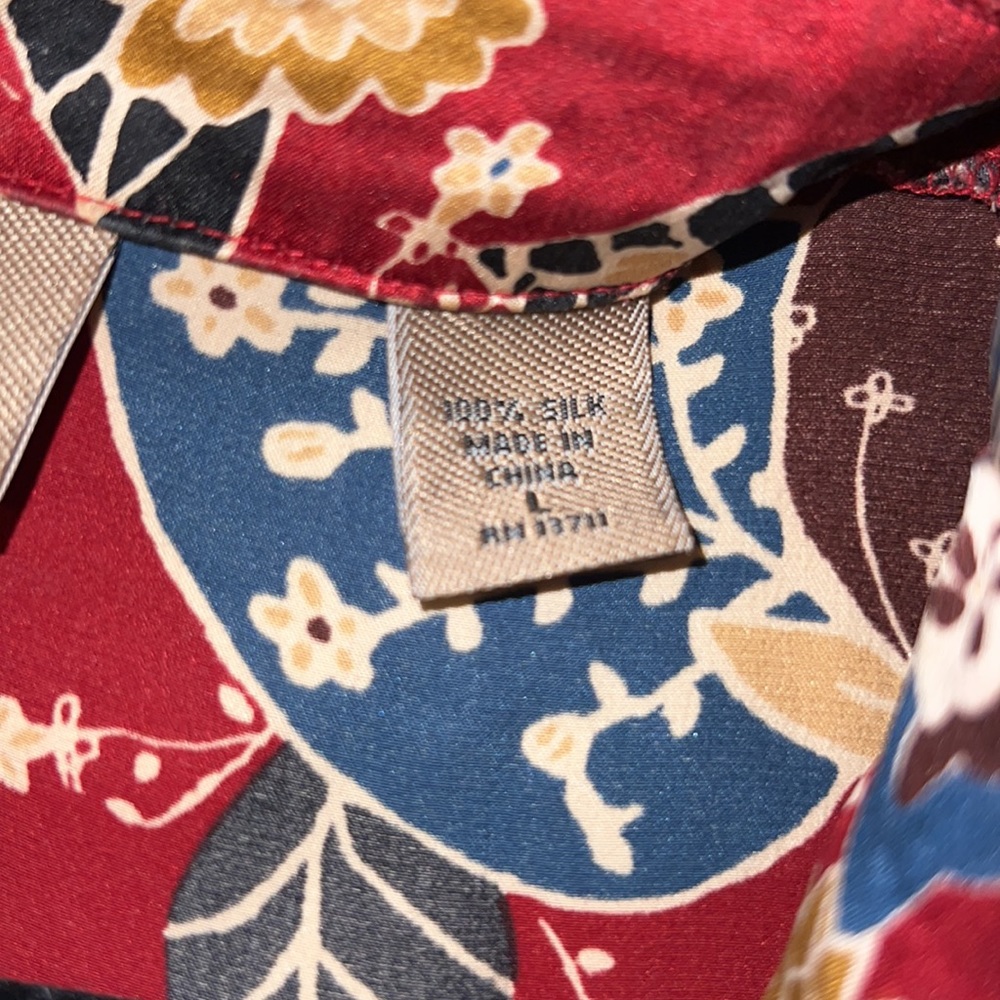 Patterned Silk Button Down Blouse - image 3